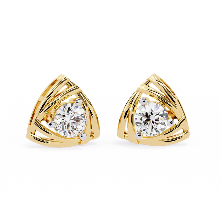 Trillion Style Round Diamond Stud Earrings