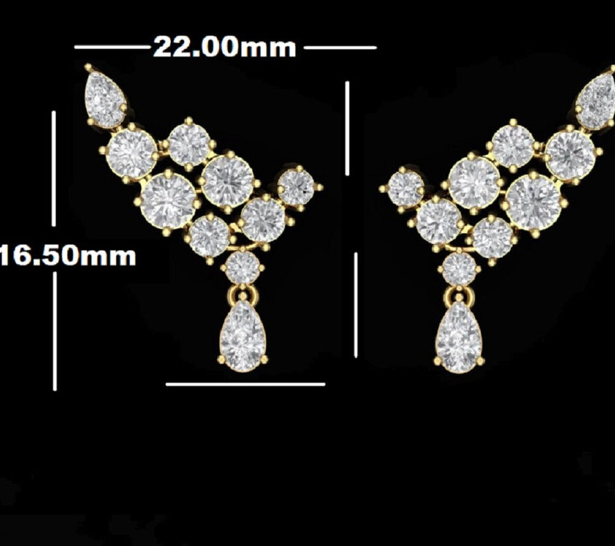 Cascading Pear & Round Diamond Ear Climbers
