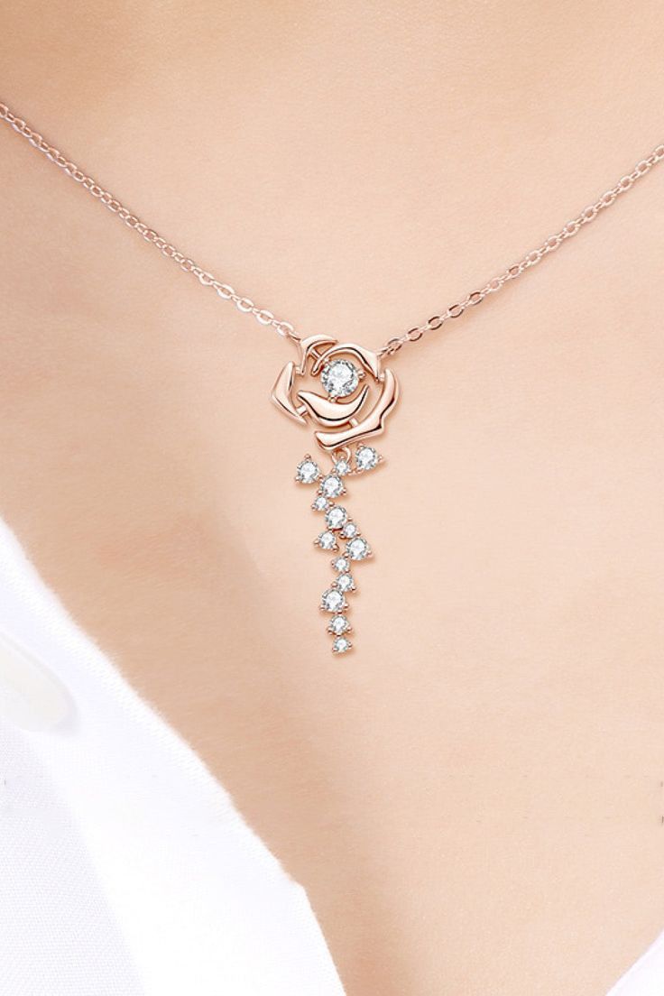 Forever Rose with Falling Petals Pendant