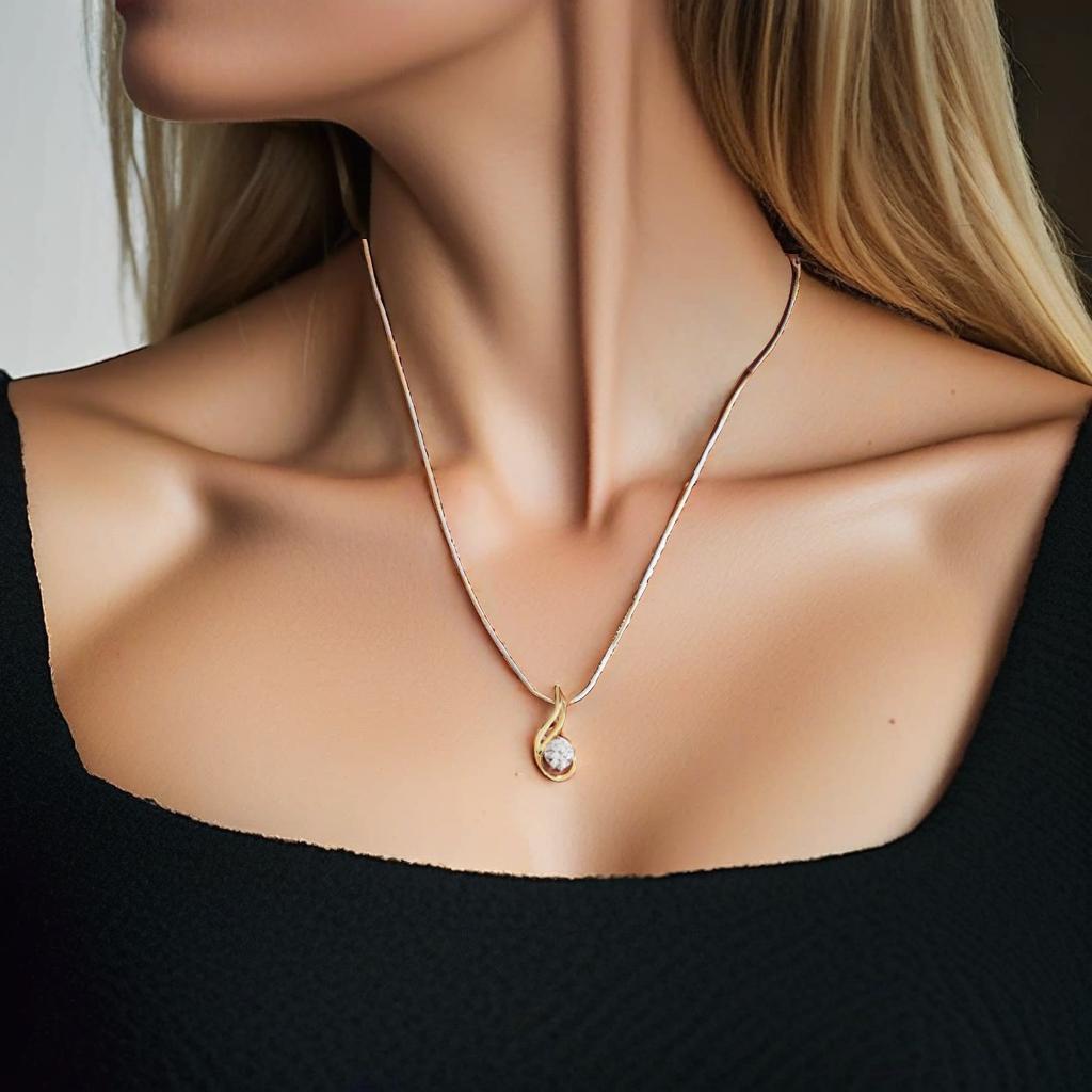 Elegant Curved Noops Solitaire Pendant