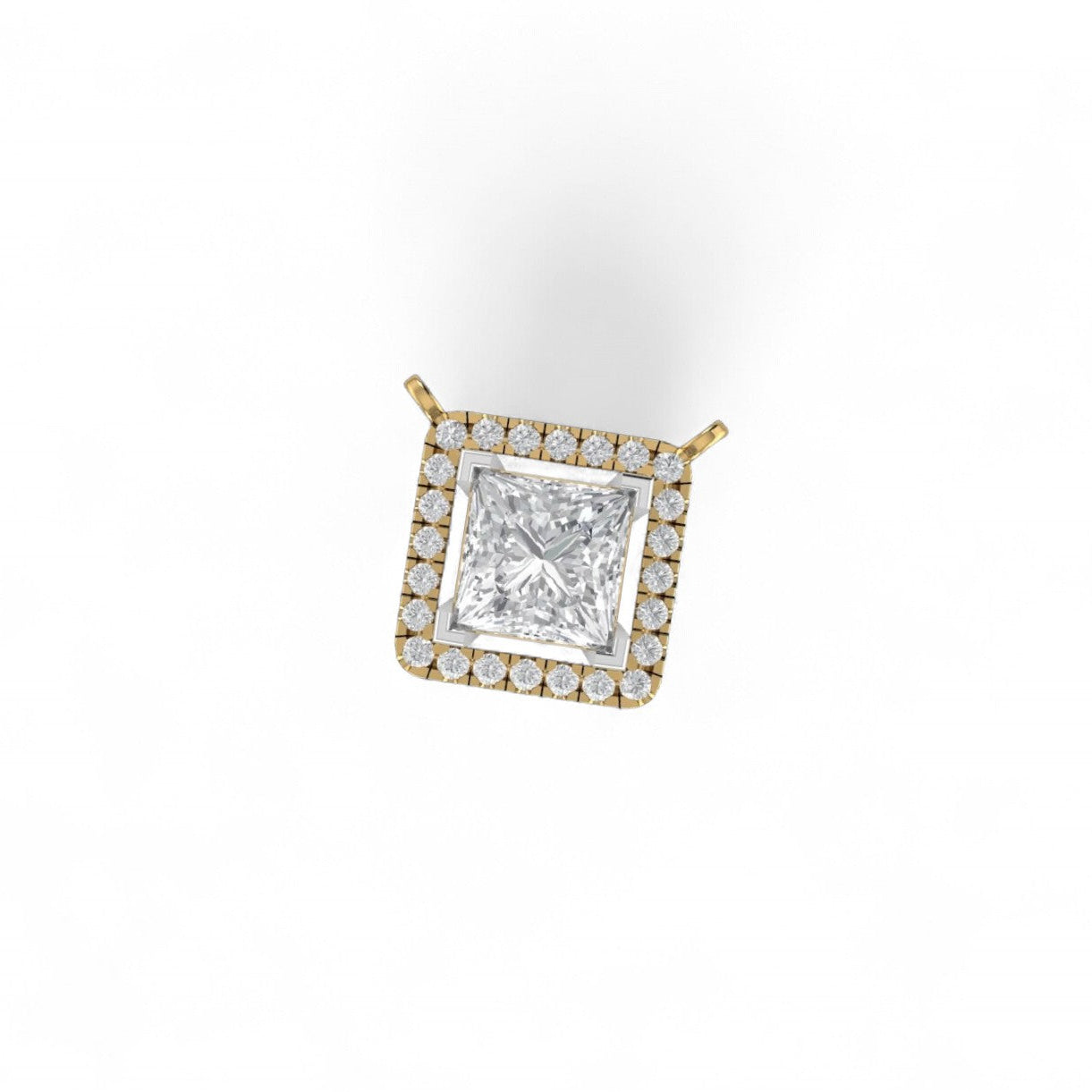 Princess Cut Halo Diamond Pendant