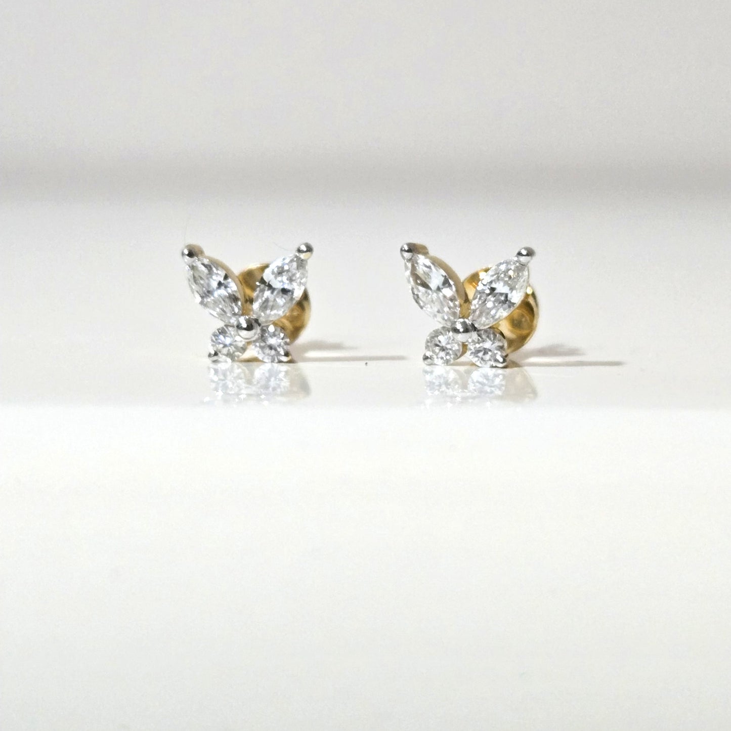 Mini Solitaire Diamond Wings Stud Earrings