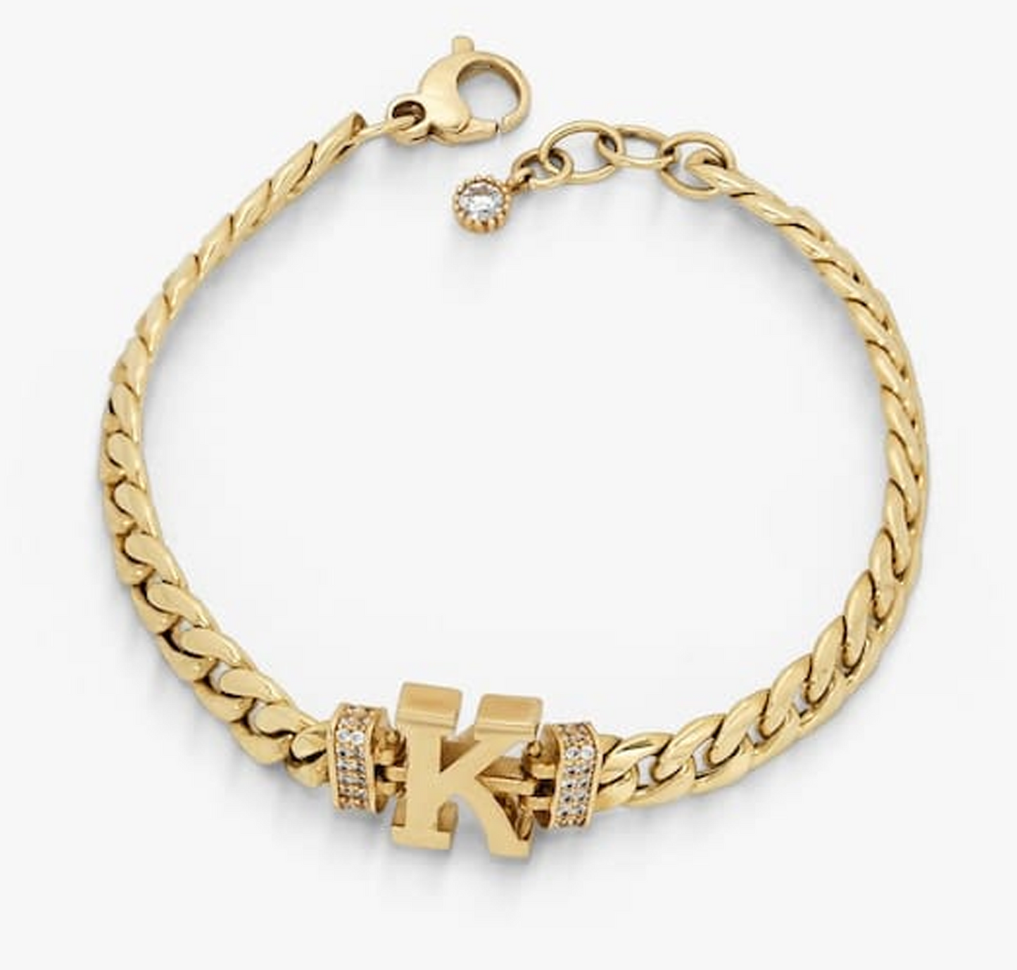 Gold and Diamond Customize Letter Chain Bracelet