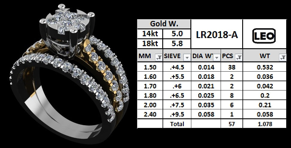 Dual Band Cluster Diamond Engagement Ring