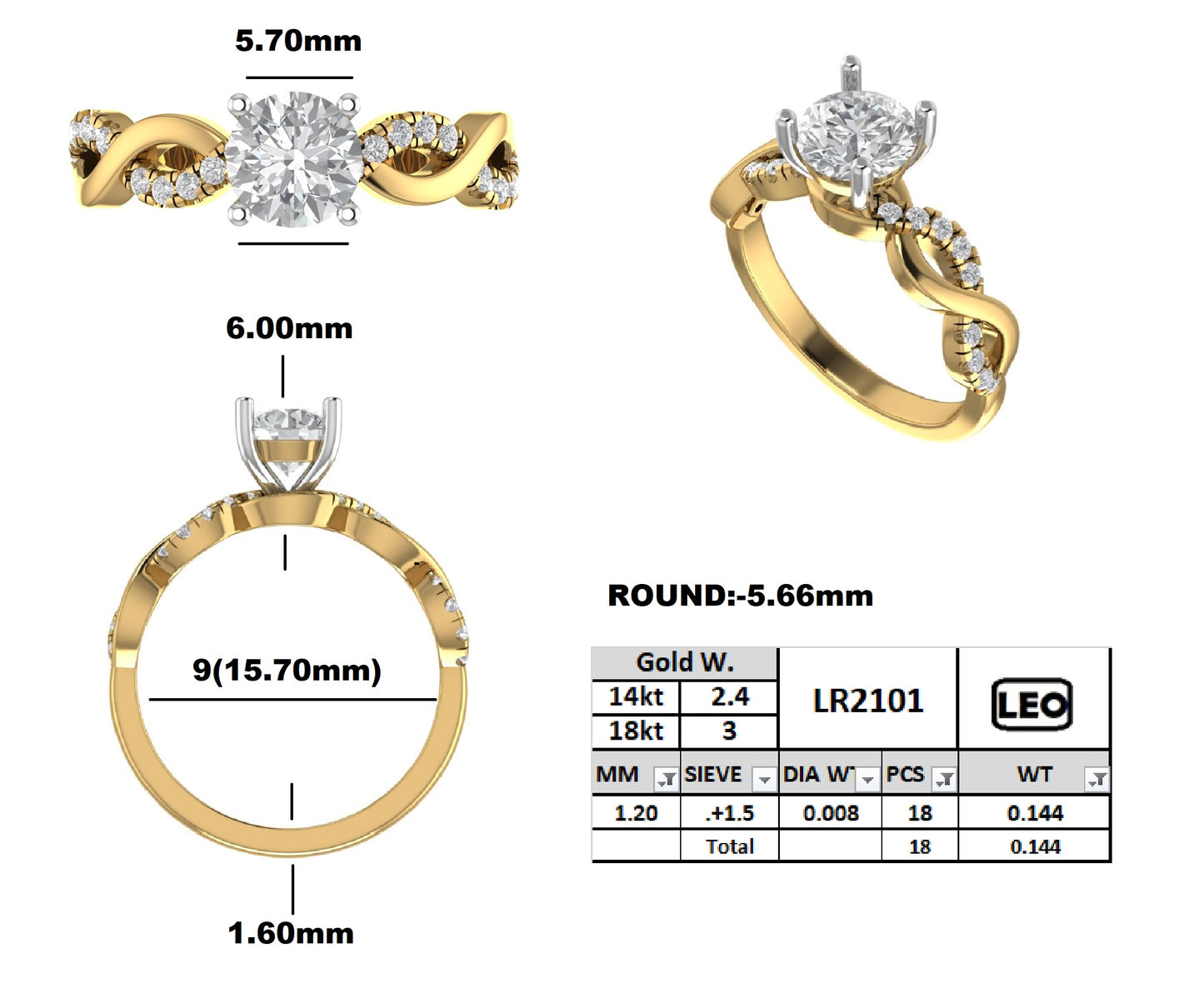 Twisted Shank Solitaire Ring