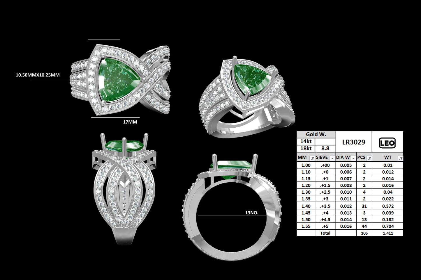 Emerald Illusion Designer Ring