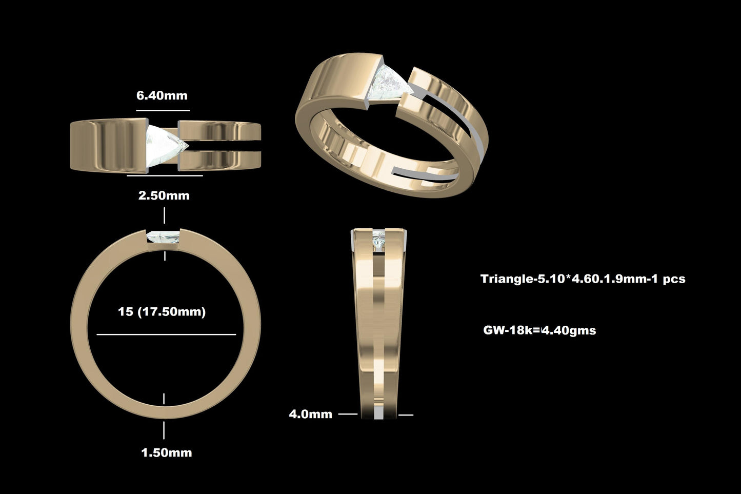 Modern Edge Triangle Ring