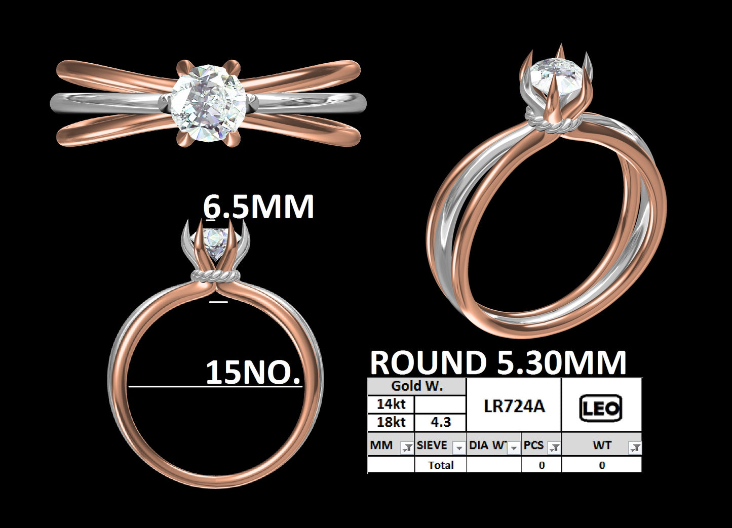 Twisted Dual Tone Solitaire Ring