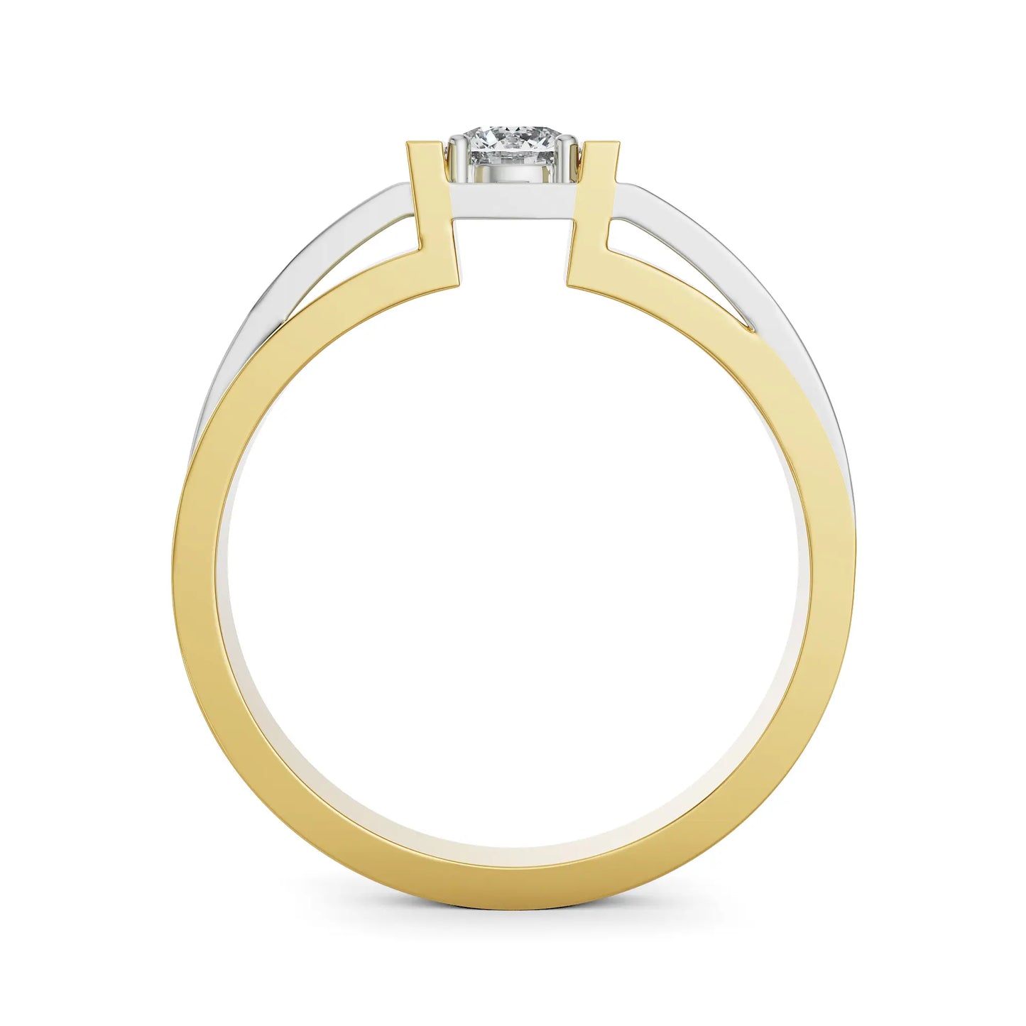 Dual Tone Gold Solitaire Diamond Ring