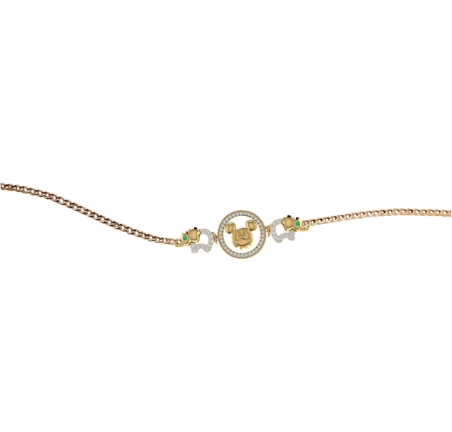 Mickey Gold and Diamond Kids Chain bracelet