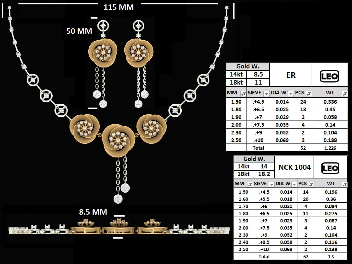 Floral Diamond Necklace Set