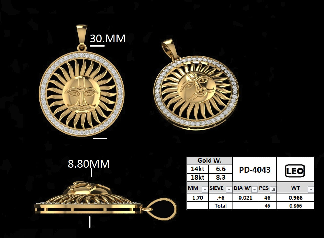Sun Motif Diamond Pendant