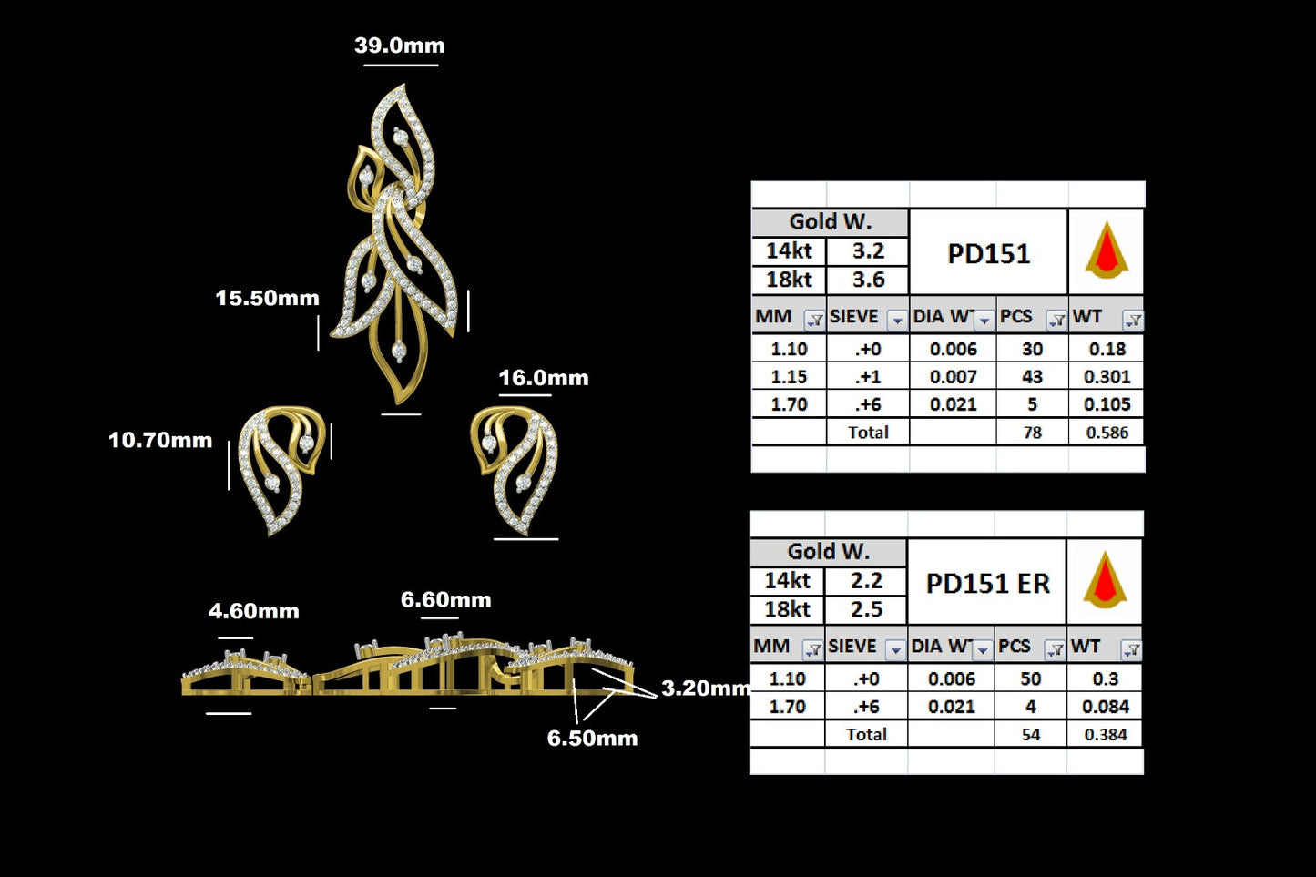 Intricate floral-inspired motif pendant set