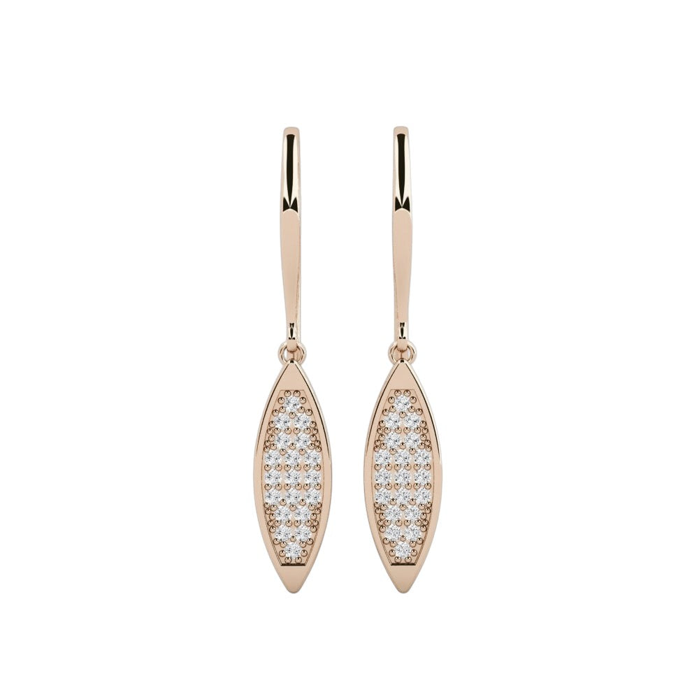 Elegant Diamond Leaf Drop Earrings