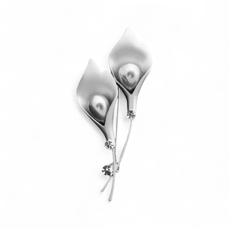 Pearl and Diamond Floral Coat Pin / Brooch