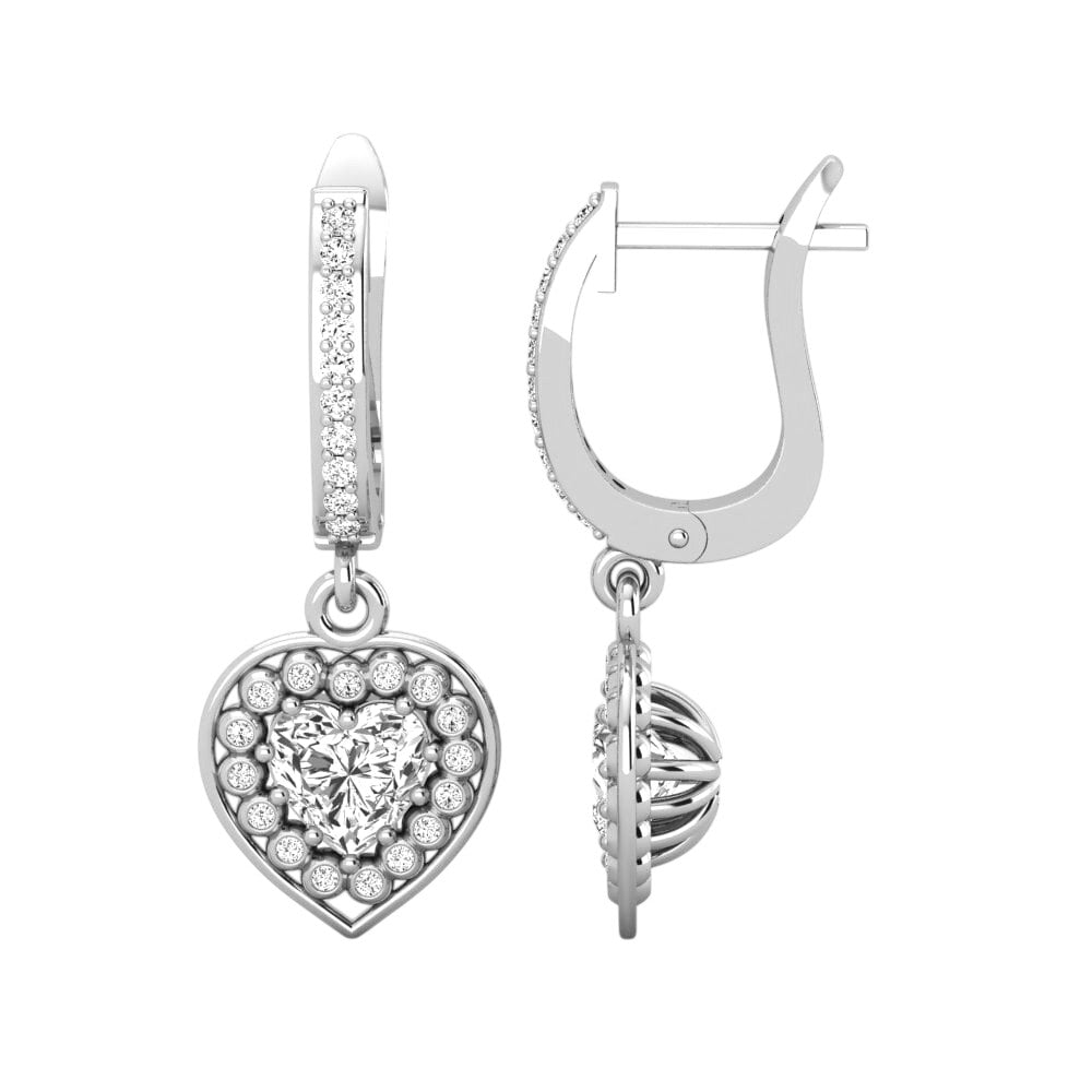 Gold Heart-Shaped Diamond Drop Earrings