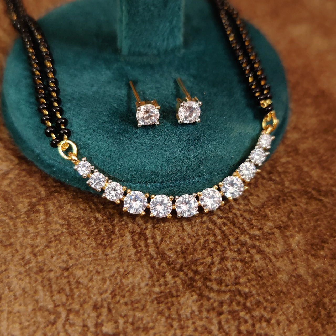 Single Line Diamond Necklace Mangalsutra