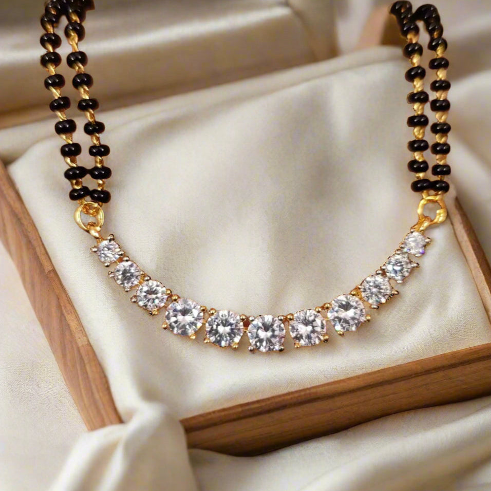 Single Line Diamond Necklace Mangalsutra