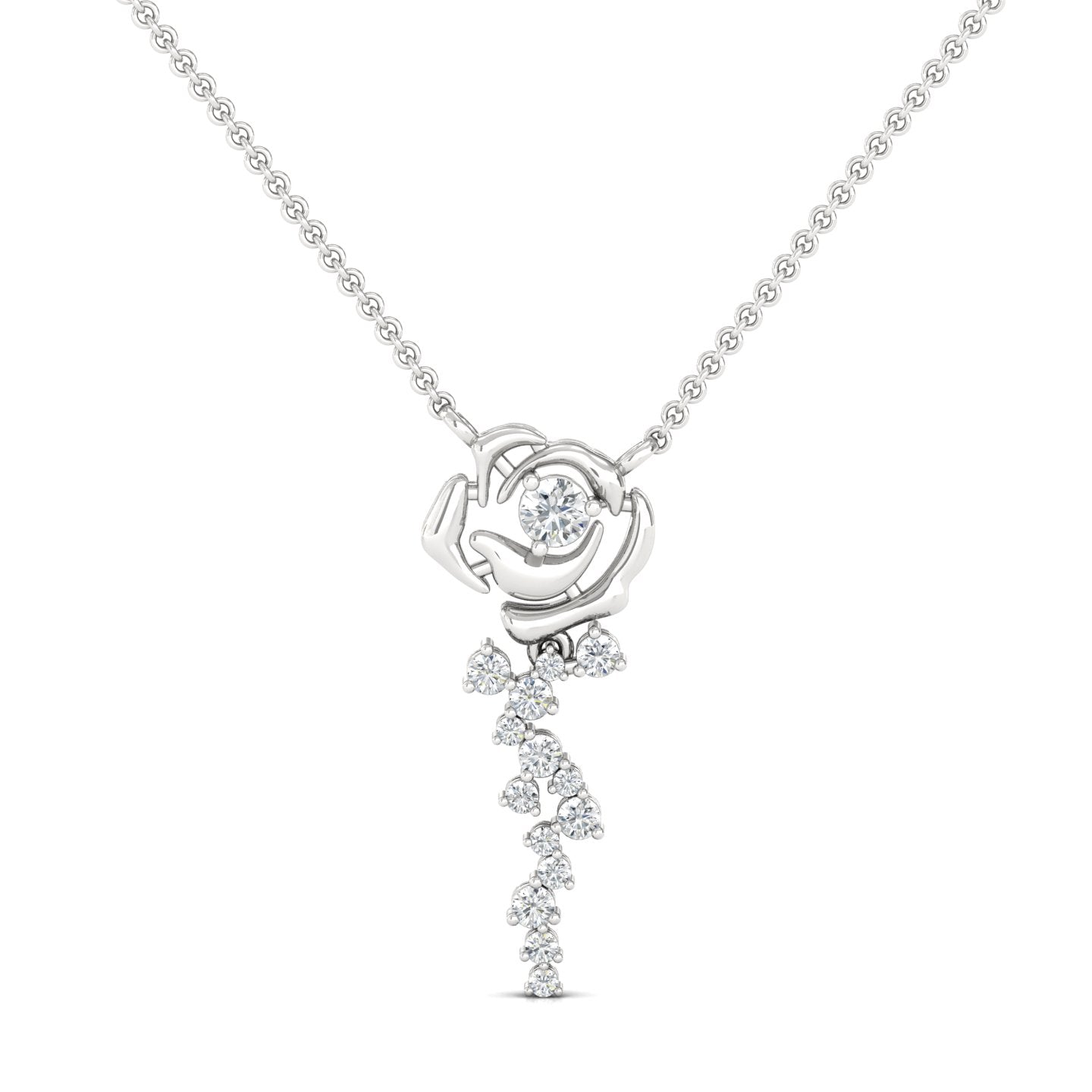 Forever Rose with Falling Petals Pendant