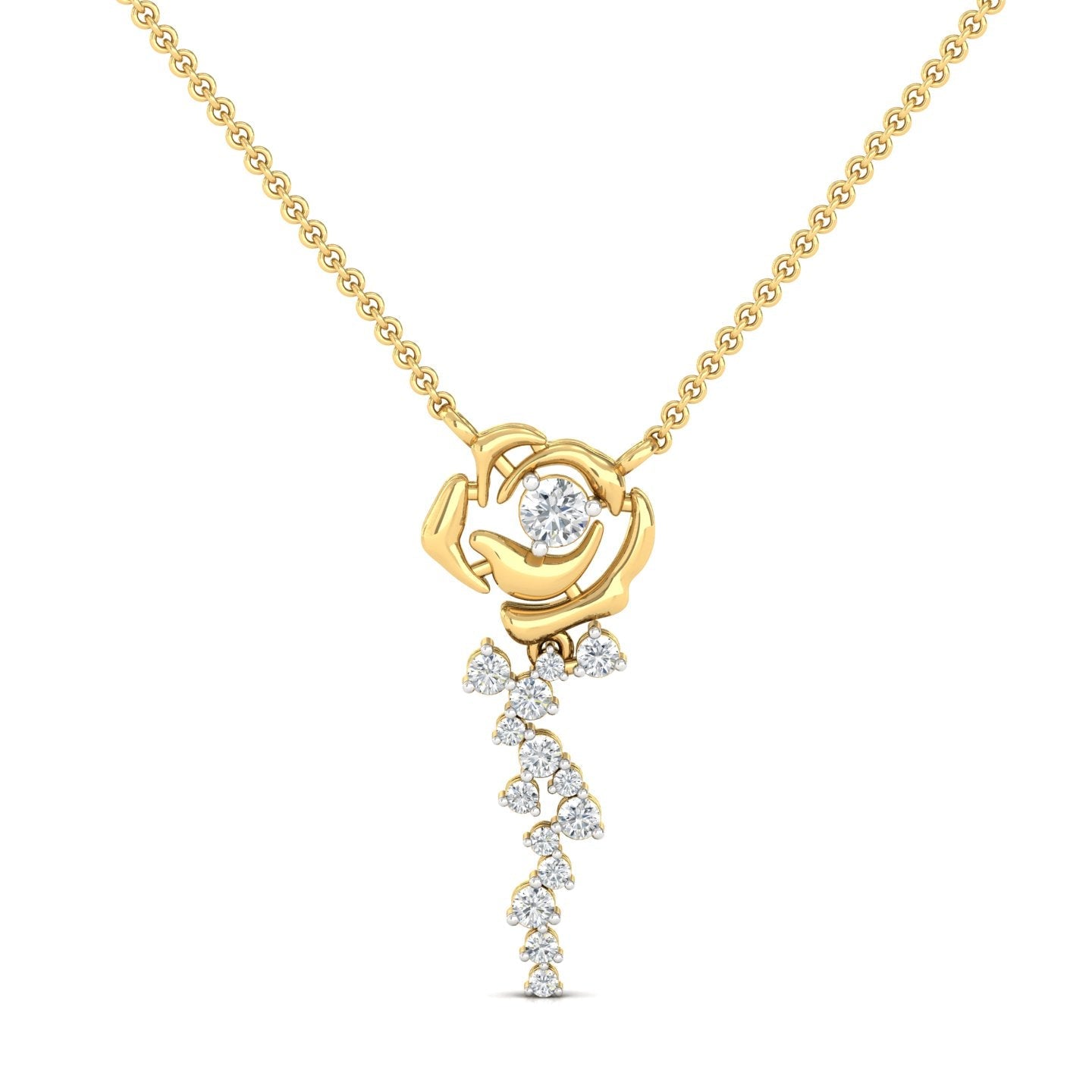Forever Rose with Falling Petals Pendant