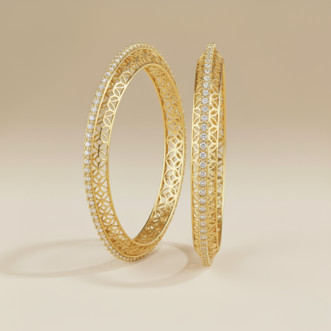 Regal Circle Filigree Diamond Bangle