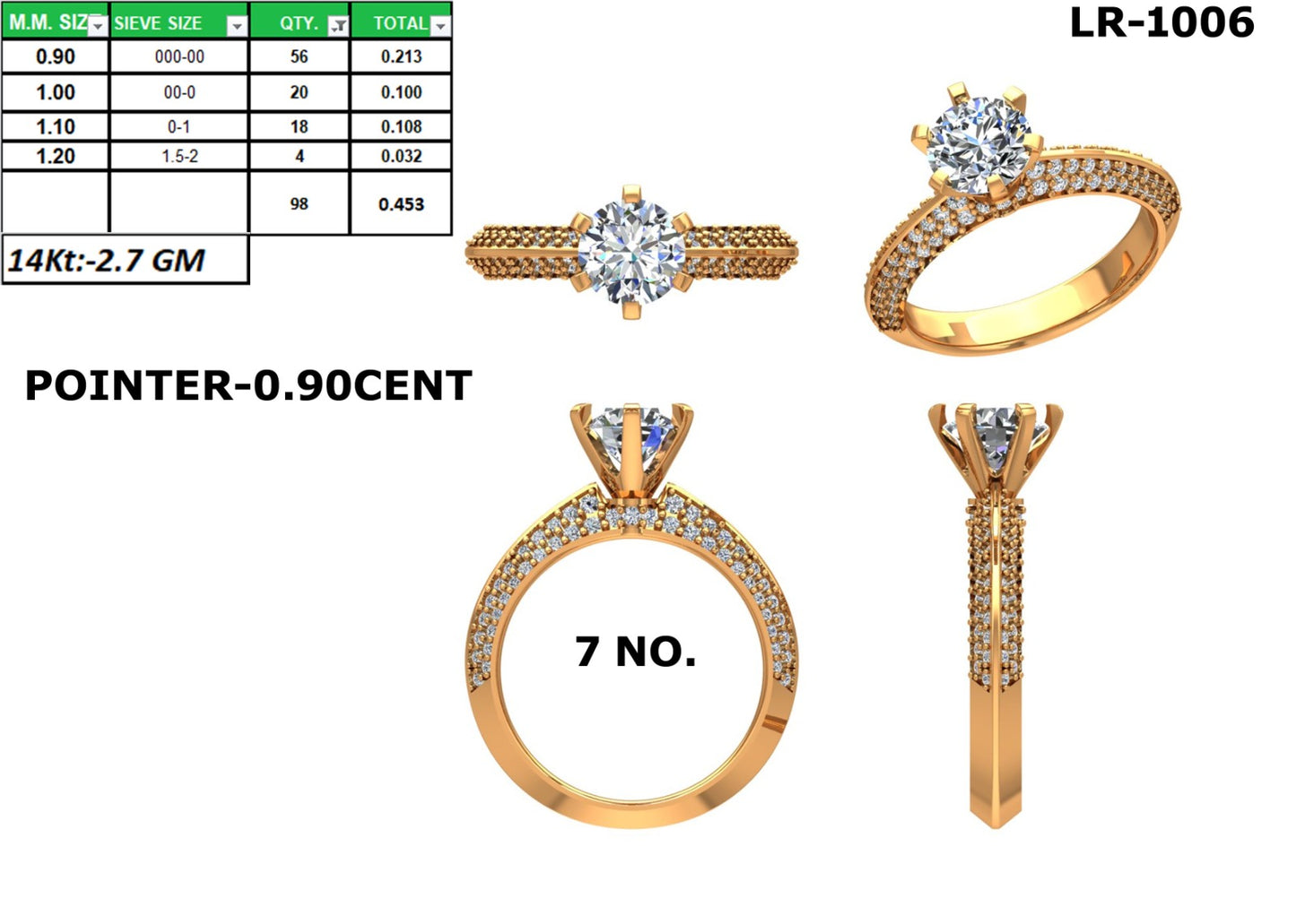 Solitaire Diamond Ring with Pave Setting