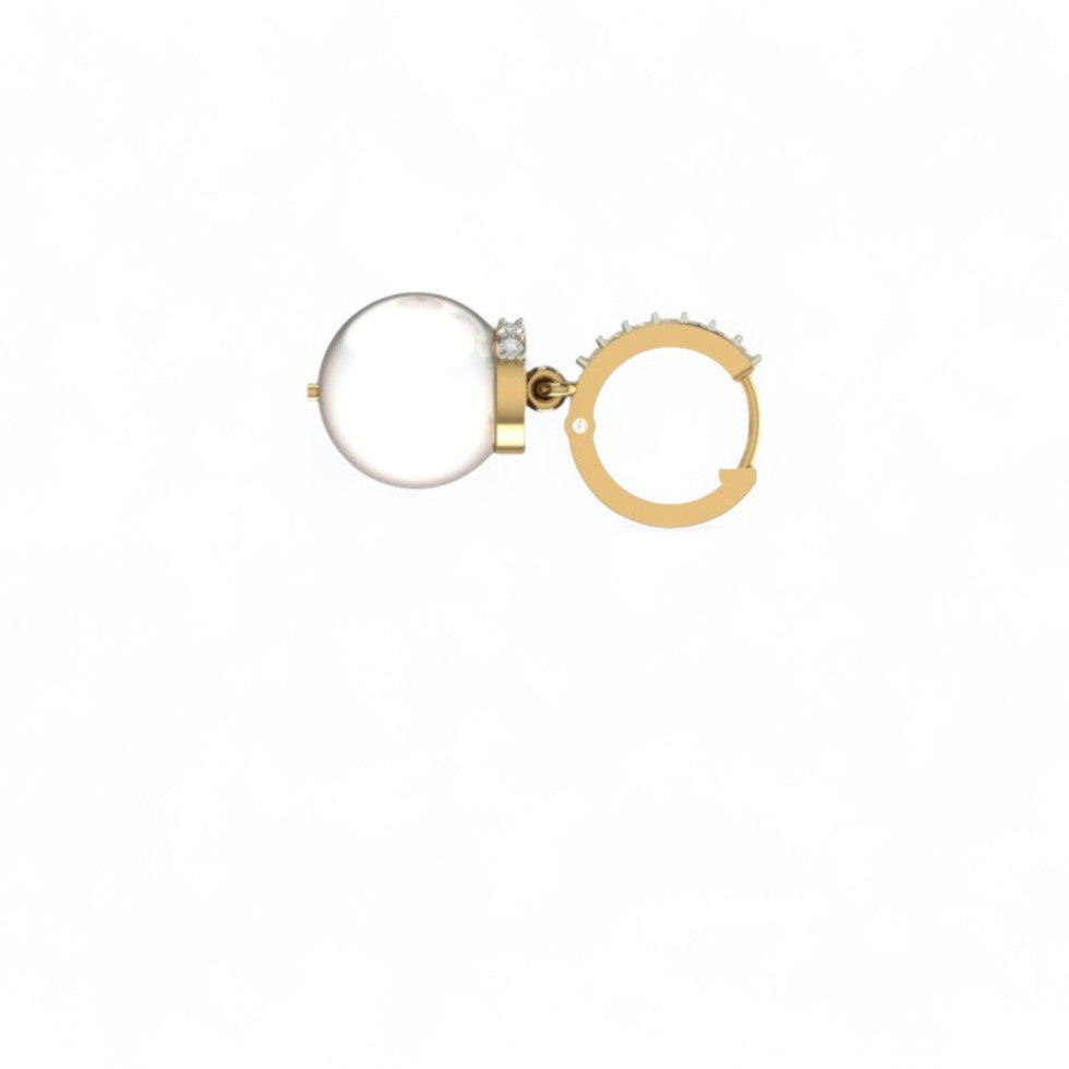 Luna Pearl Diamond Drop Earrings