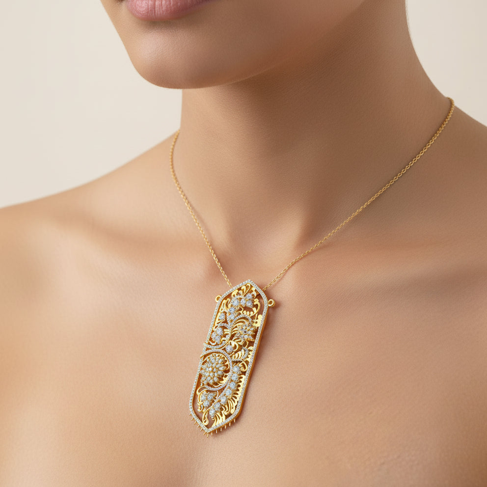 Grand Designer Filigree Style Diamond Floral Pendant