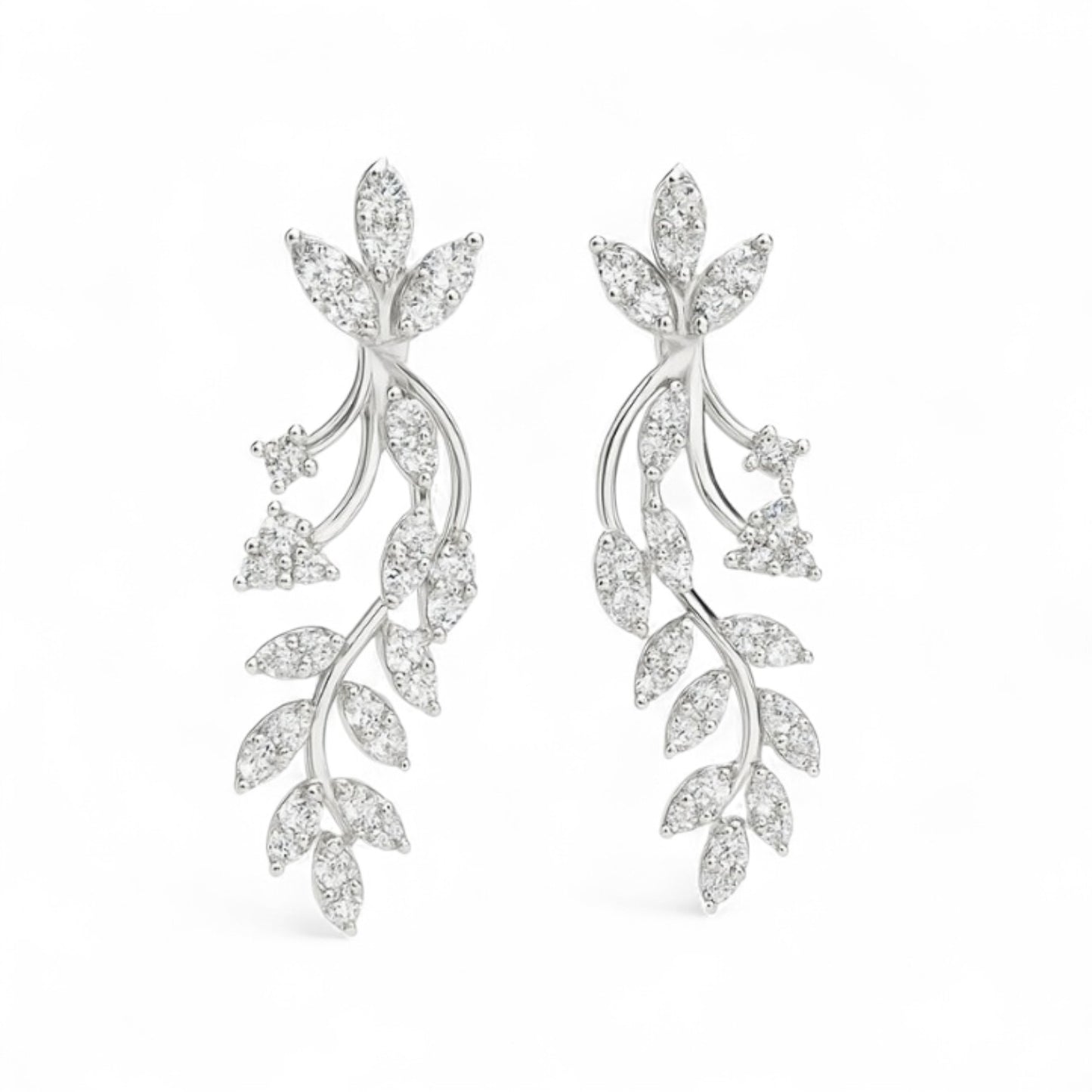 Floral Vine Diamond Jhumka Earrings