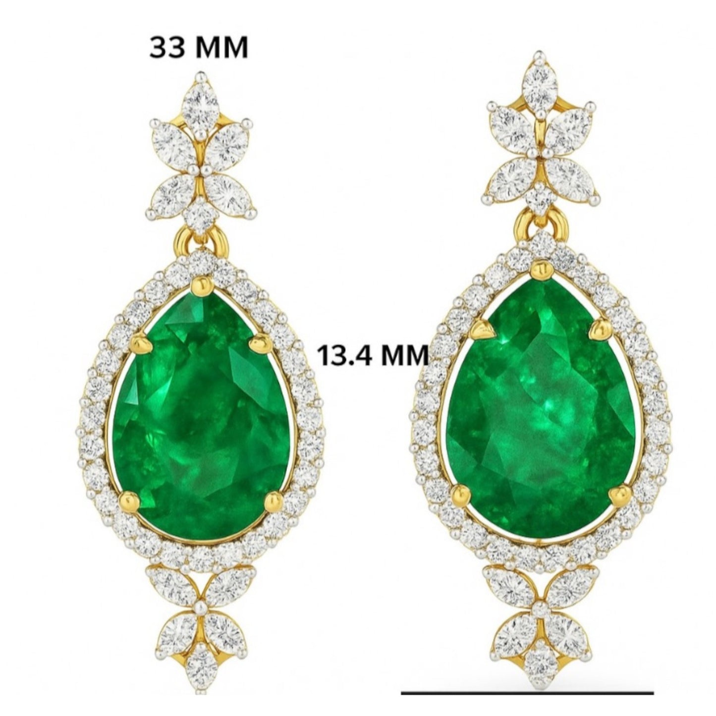 Emerald and Diamond Gold Earrings