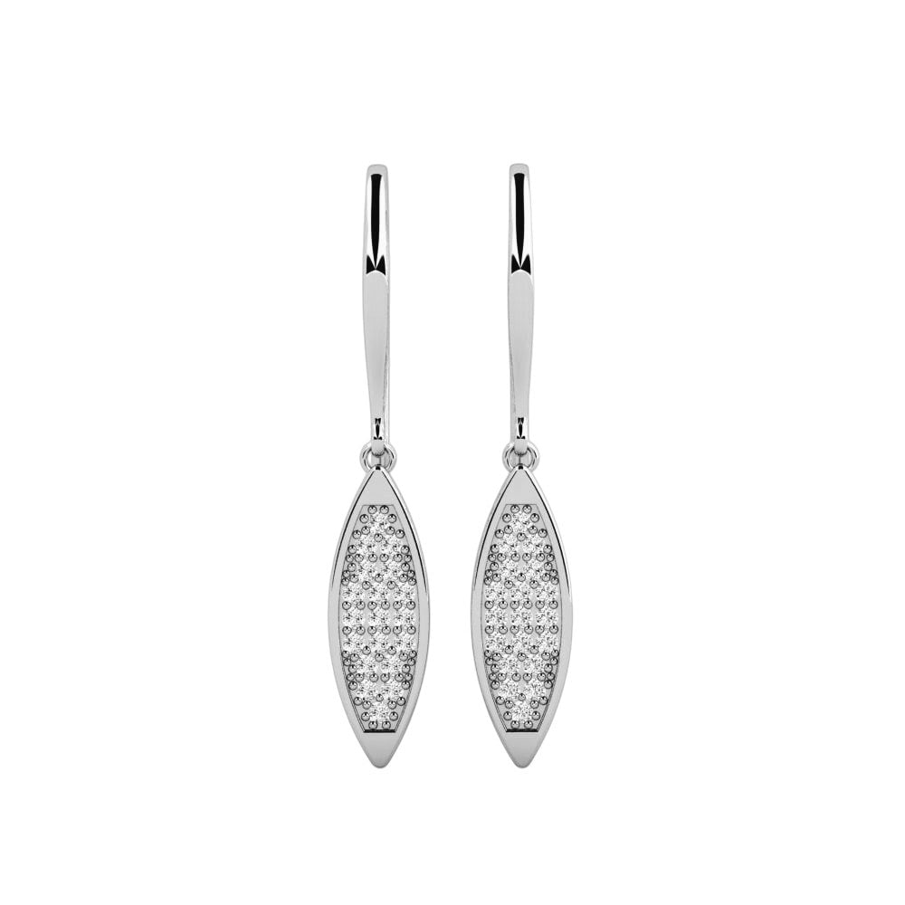 Elegant Diamond Leaf Drop Earrings