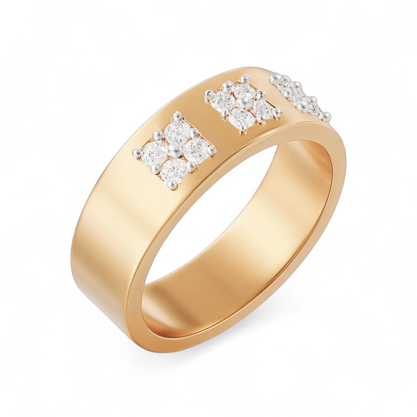 Classic Triple Cluster Diamond Band Ring