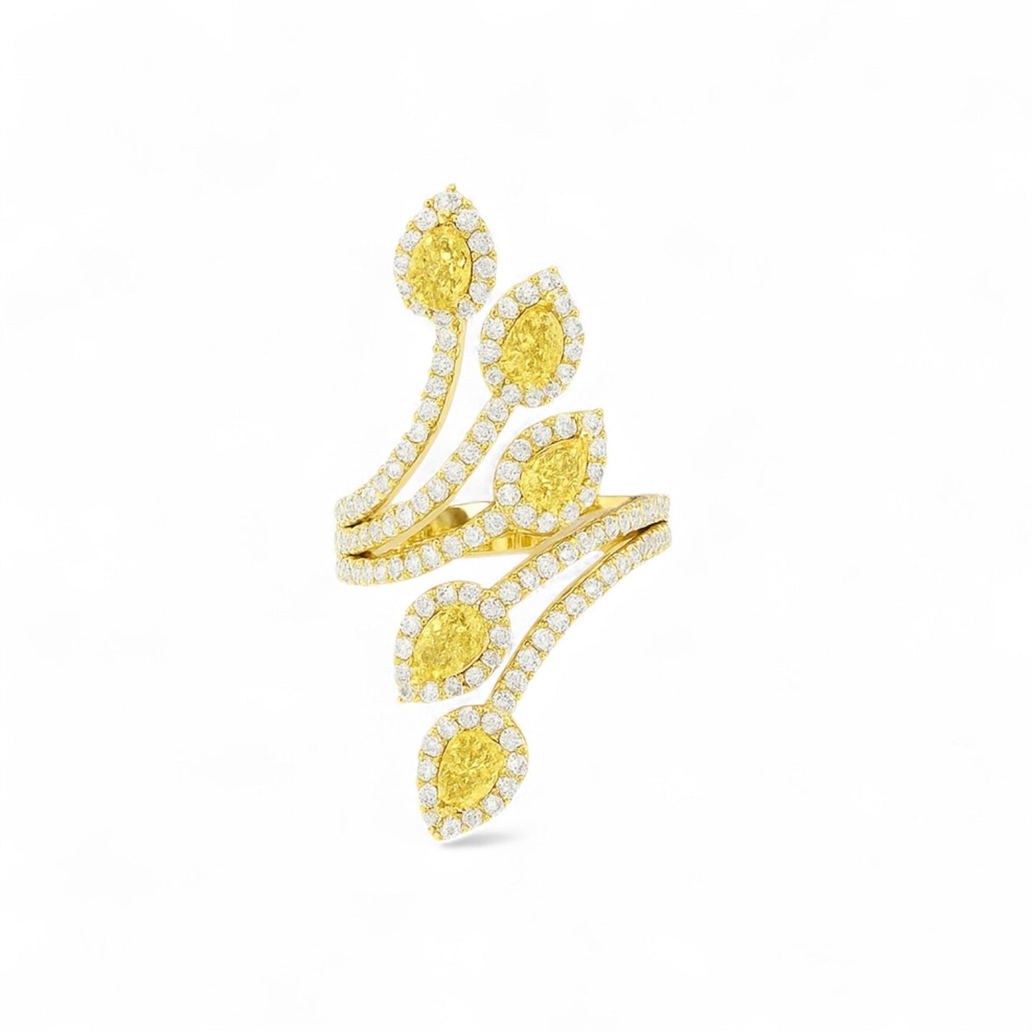 Yellow Diamond Pear Cluster Ring