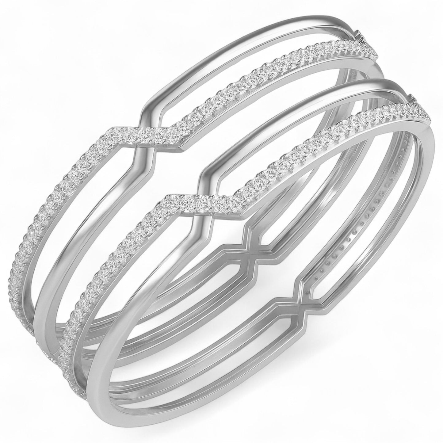 Modern Wave Diamond Bangle