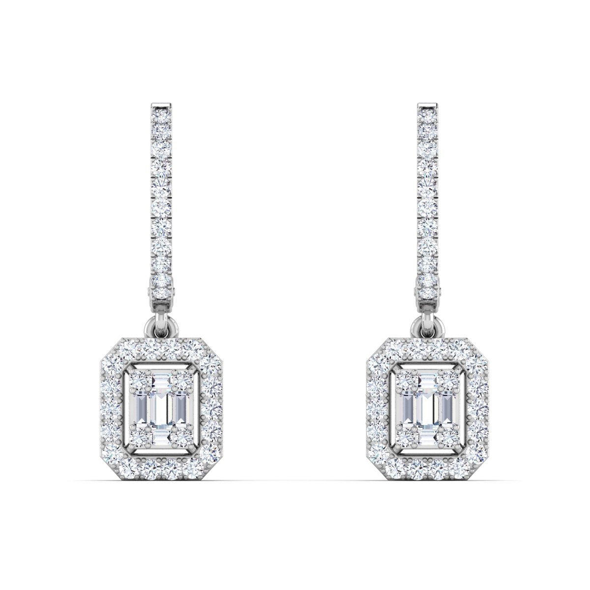 Designer Rectangular Halo Dangle Earrings