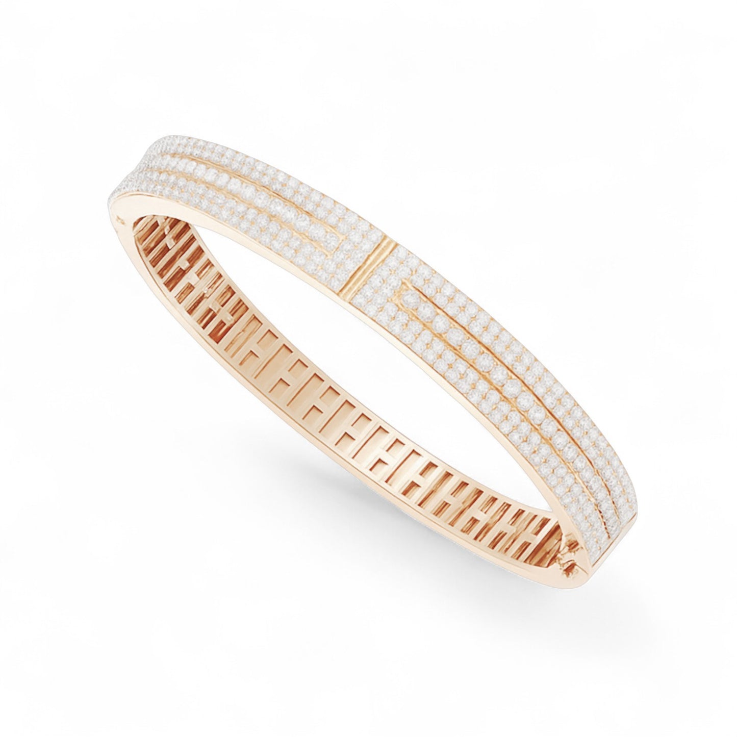 Triple Row Diamond Statement Bangle Bracelet