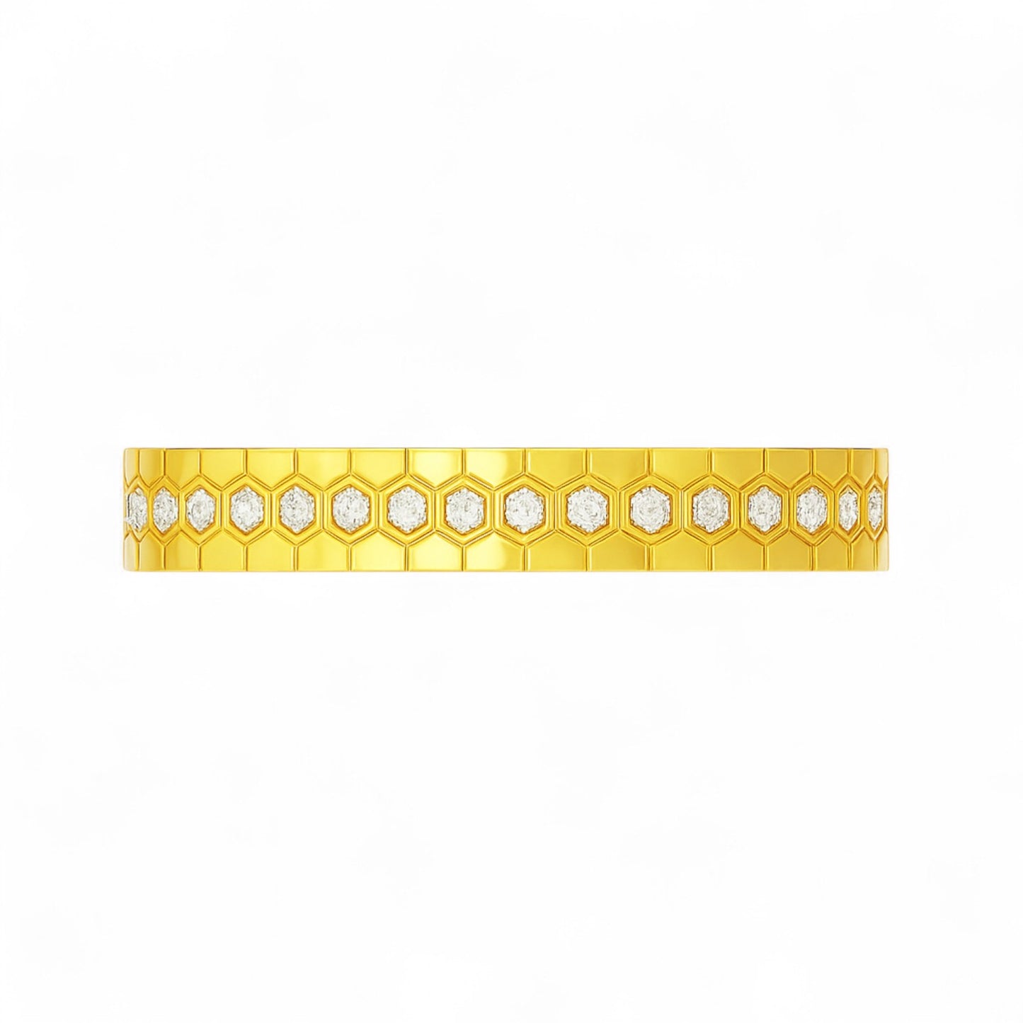 Luxury Honeycomb Pattern Diamond Cuff Bracelet