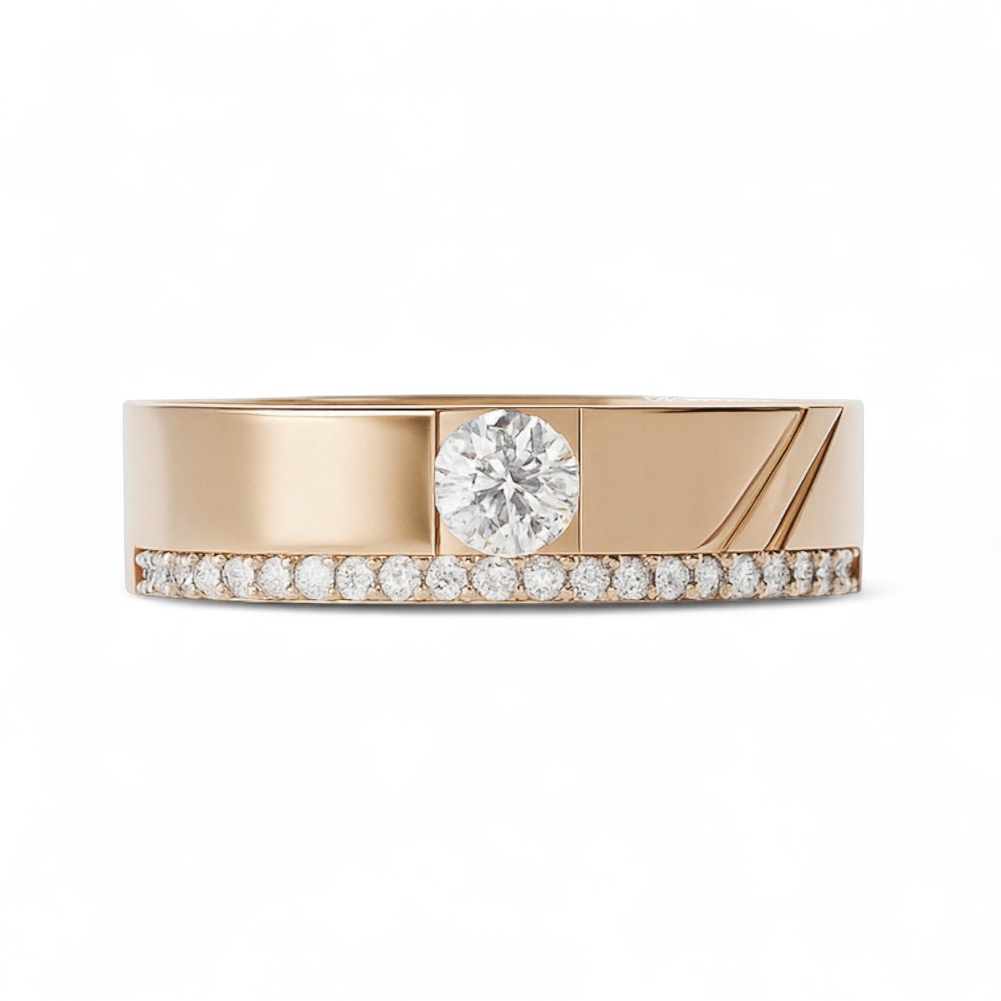 Elegant Band Solitaire Ring with small Diamonds