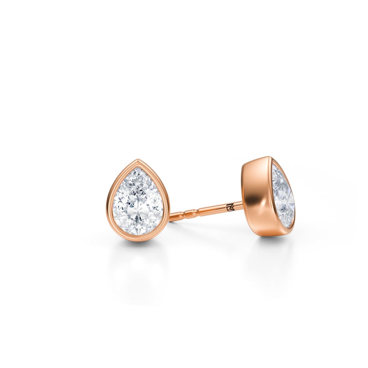 Pear Bezel Solitaire Stud Earrings