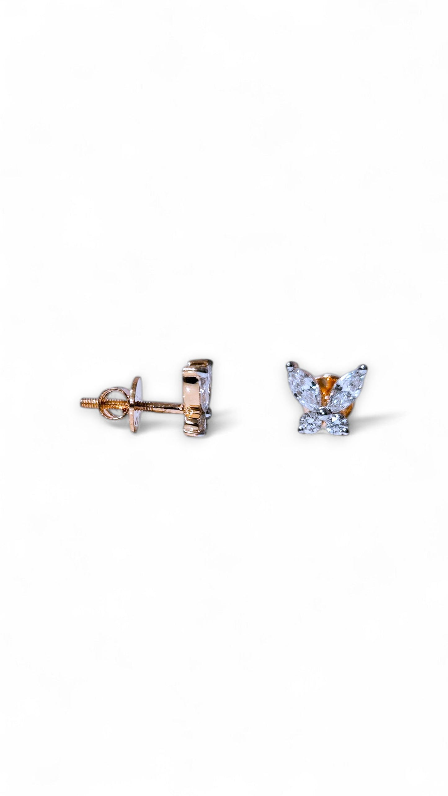 Solitaire Diamond Wings Butterfly Stud Earrings