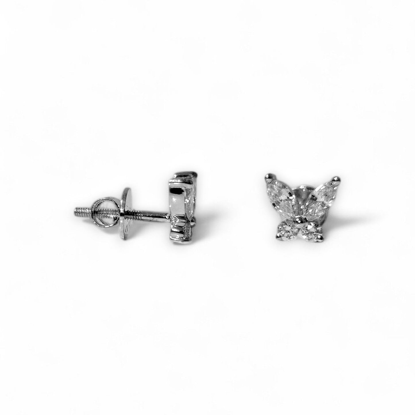 Solitaire Diamond Wings Butterfly Stud Earrings