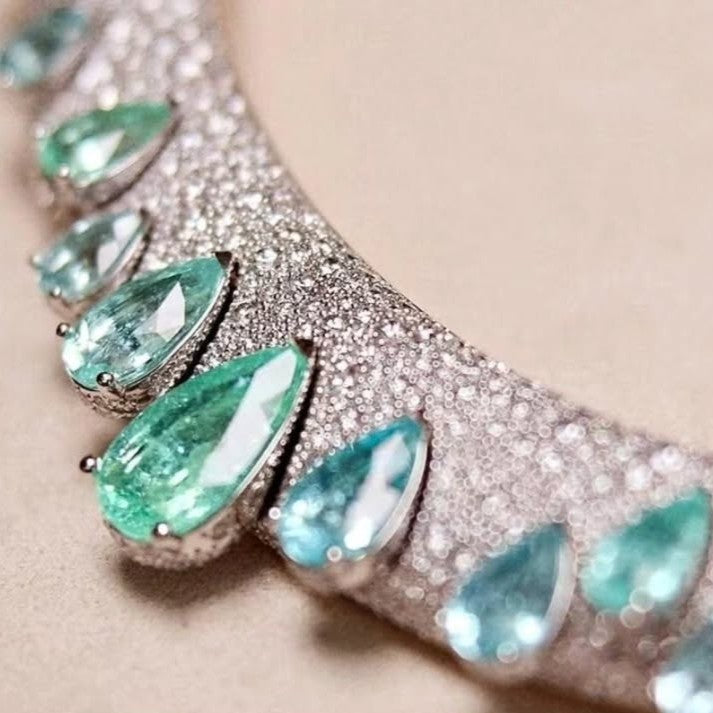 Aqua Diamond Drop Earrings