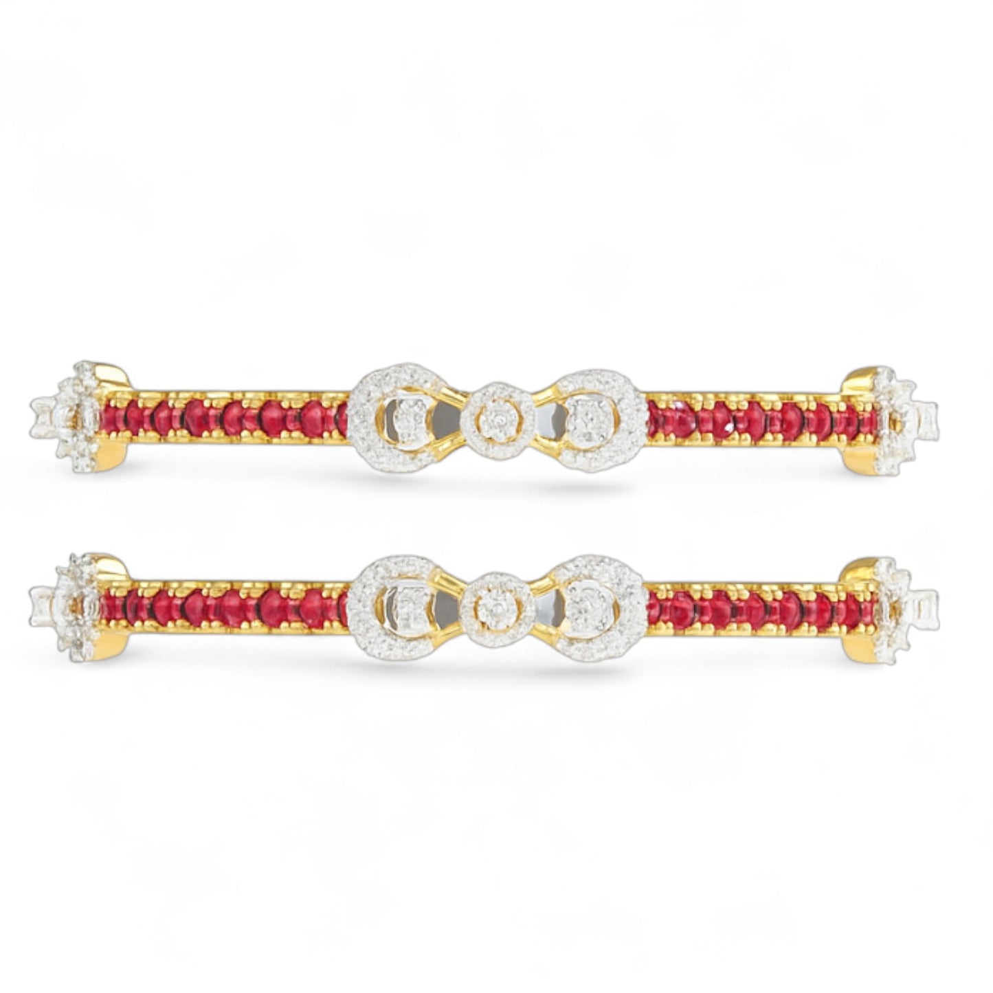 Twin Bow Ruby Diamond Bangle