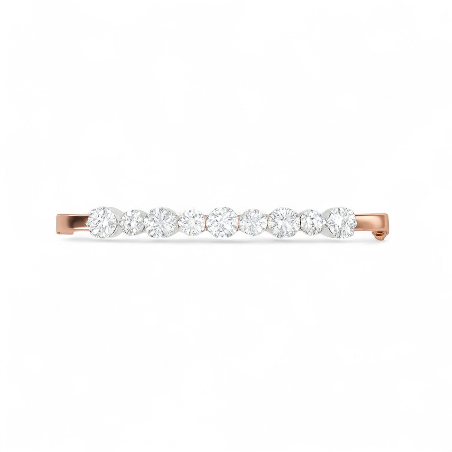 Elegant Rose Gold Diamond Bangle with Graduated Stones