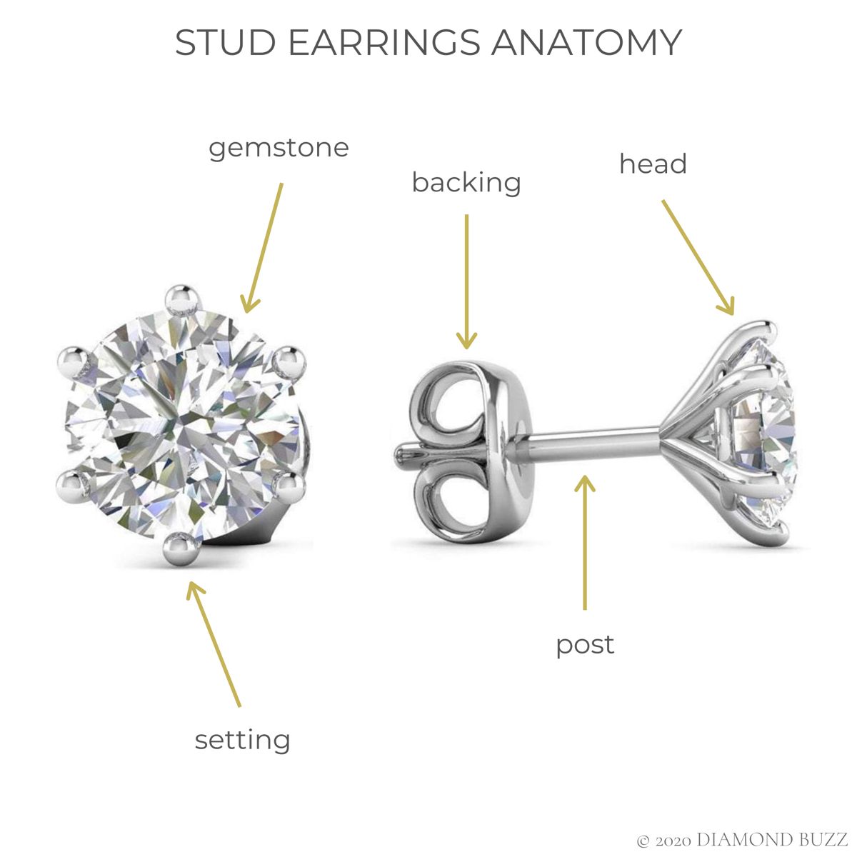 6 Prong Round Solitaire Stud Earrings