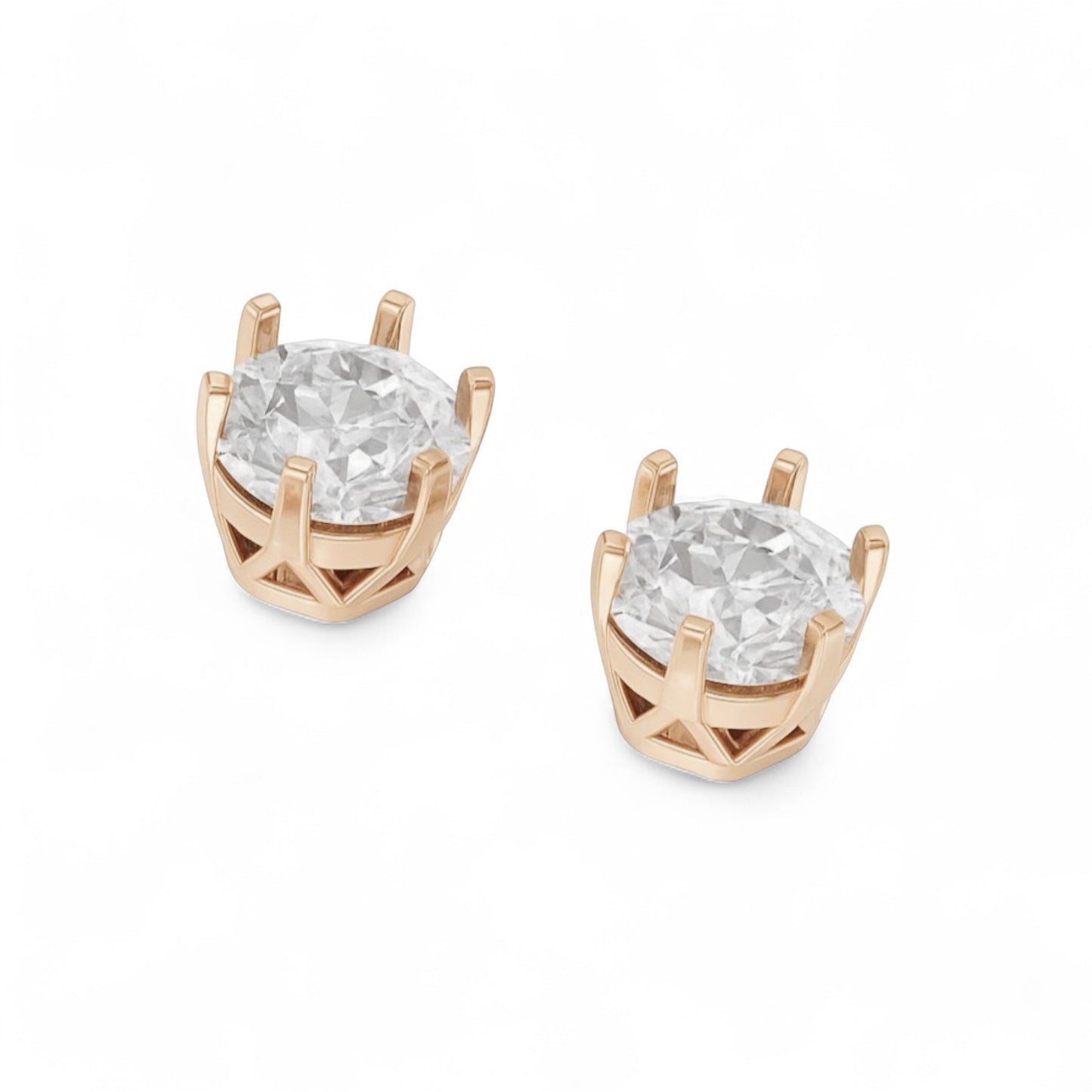 Classic Round Solitaire Diamond Stud Earrings