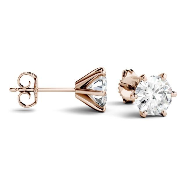 6 Prong Round Solitaire Stud Earrings