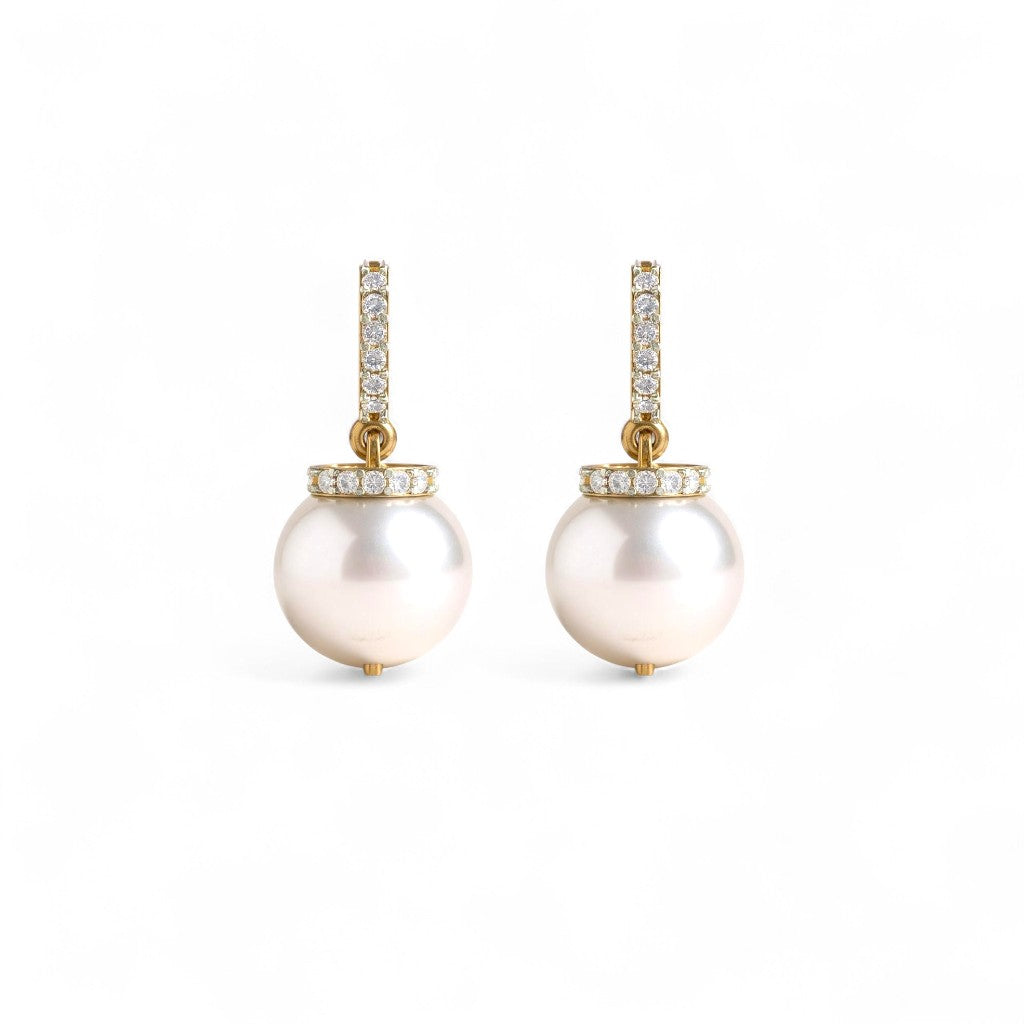 Luna Pearl Diamond Drop Earrings