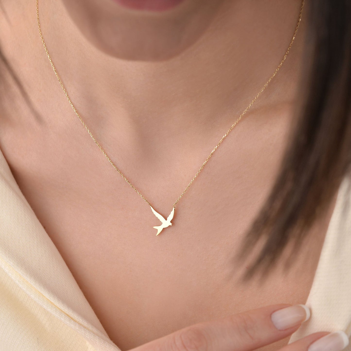Flying Bird Signify Free Soul Gold Pendant