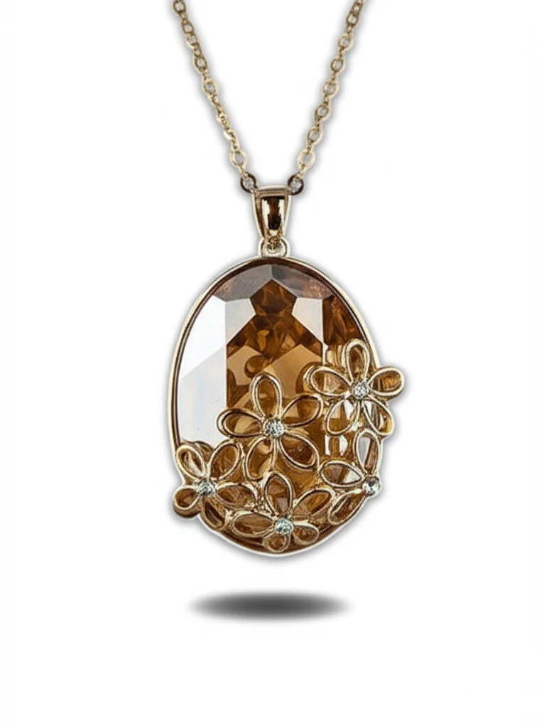 Oval Chaimpagne Crystal Enchanted Pendant